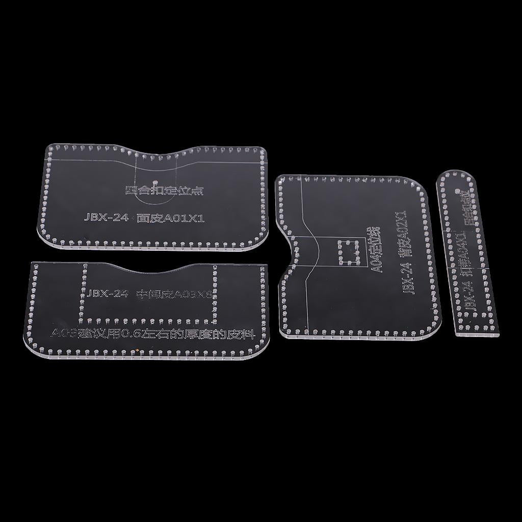 4Pcs/set Clear Acrylic Templates for Card Wallet Bag Leather Crafts Making