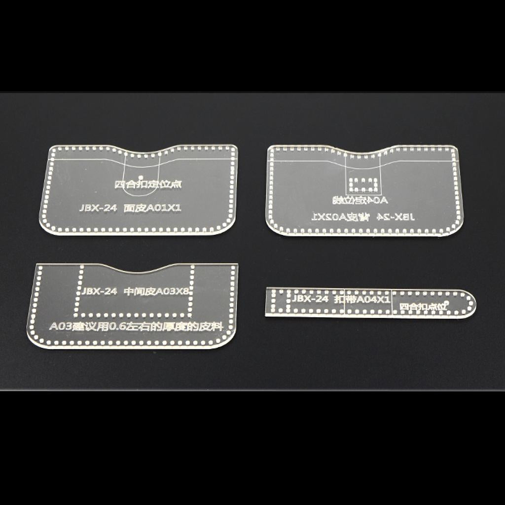 4Pcs/set Clear Acrylic Templates for Card Wallet Bag Leather Crafts Making