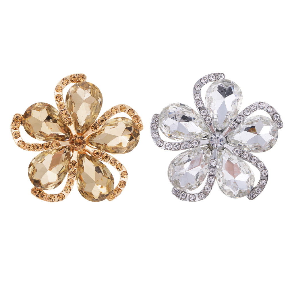 Vintage Flower Rhinestone Crystal Wedding Bridal Bouquet Brooch Pin White