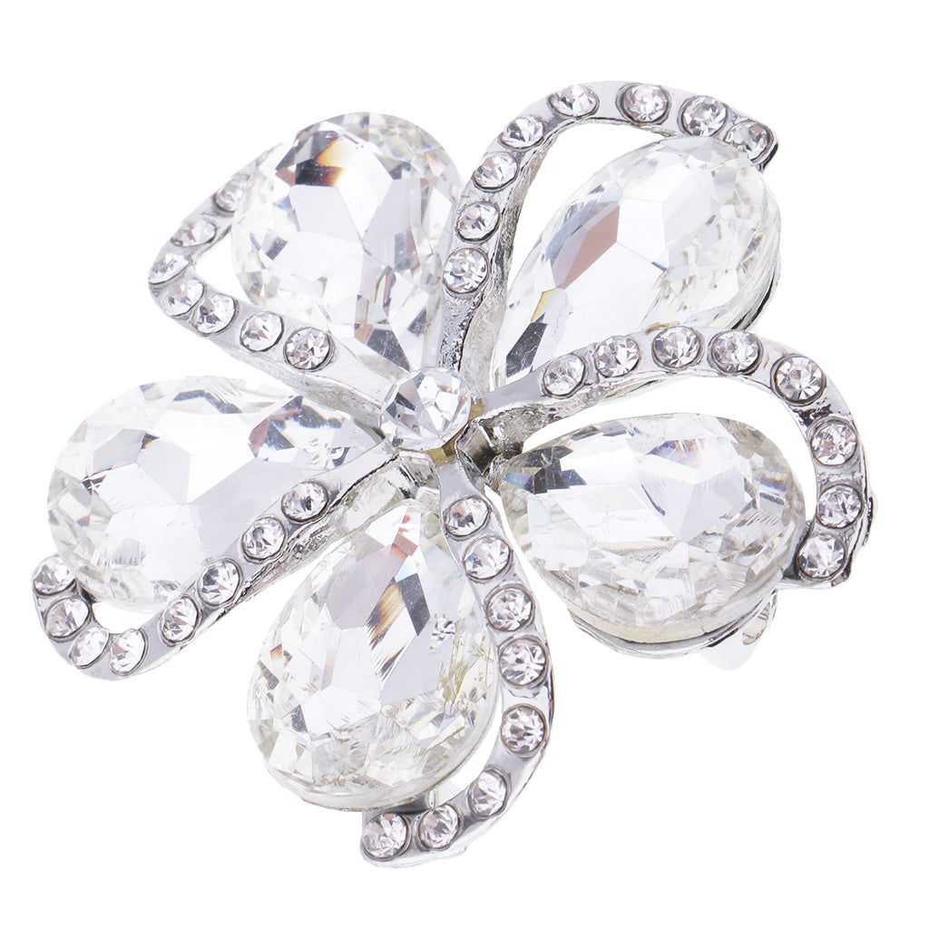 Vintage Flower Rhinestone Crystal Wedding Bridal Bouquet Brooch Pin White