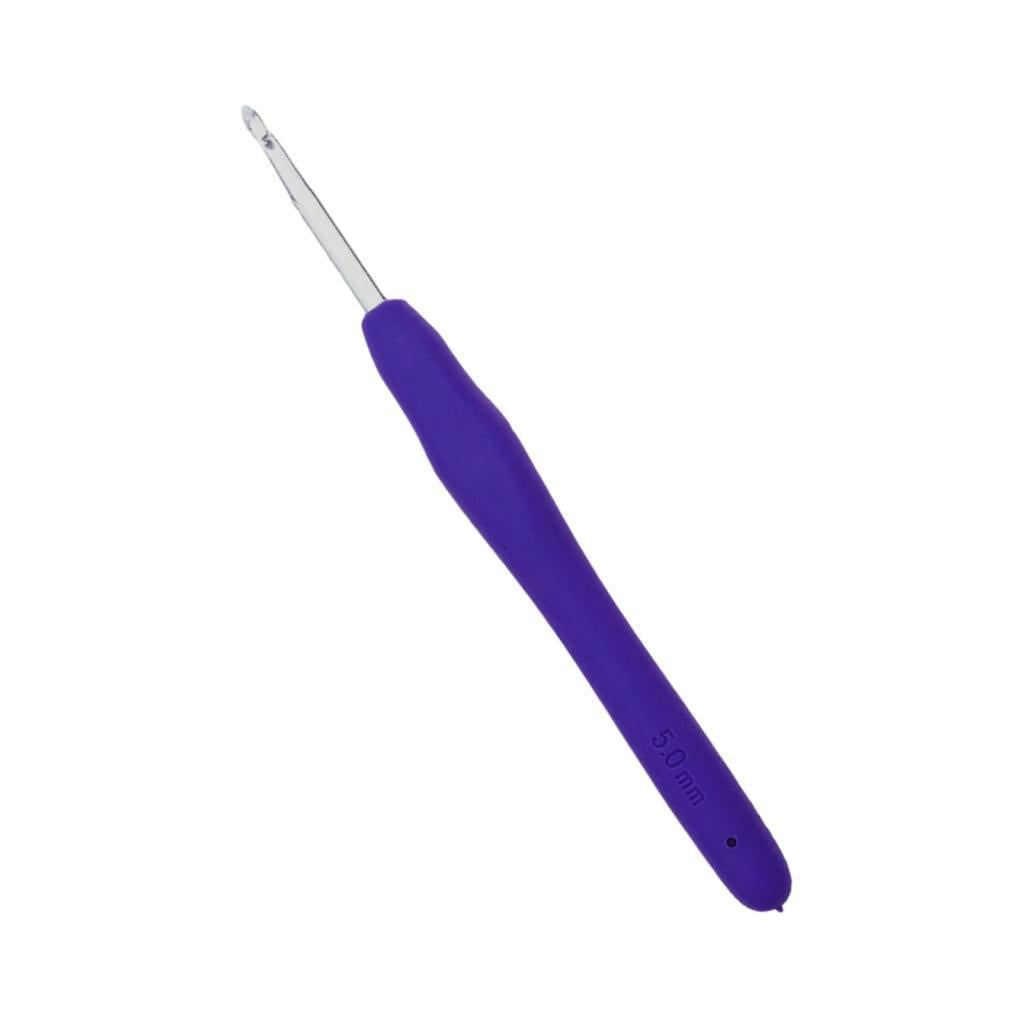Aluminum Crochet Hook With Soft Grip Handles Knitting Weaving Needles 5.0mm