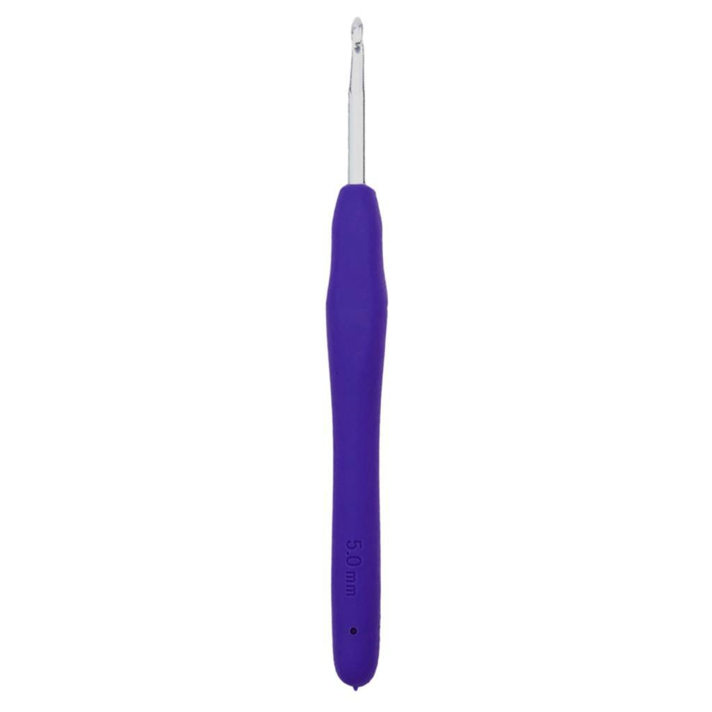 Aluminum Crochet Hook With Soft Grip Handles Knitting Weaving Needles 5.0mm