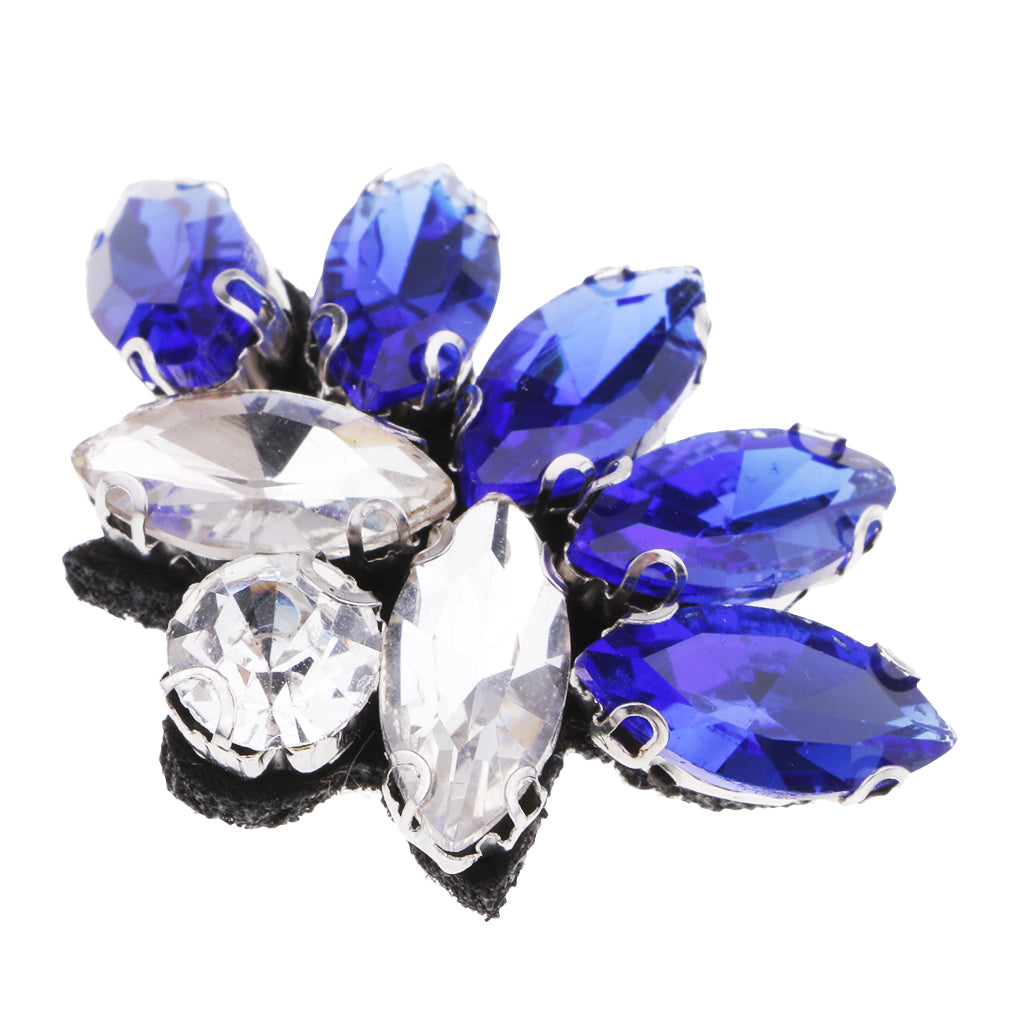 Buttterfly Glass Rhinestone Beaded Patch Applique for Clothing Sewing Blue