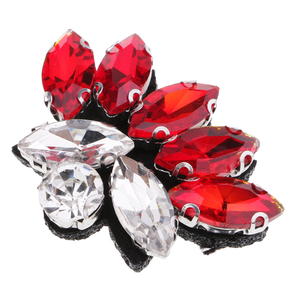 Buttterfly Glass Rhinestone Beaded Patch Applique for Clothing Sewing Red