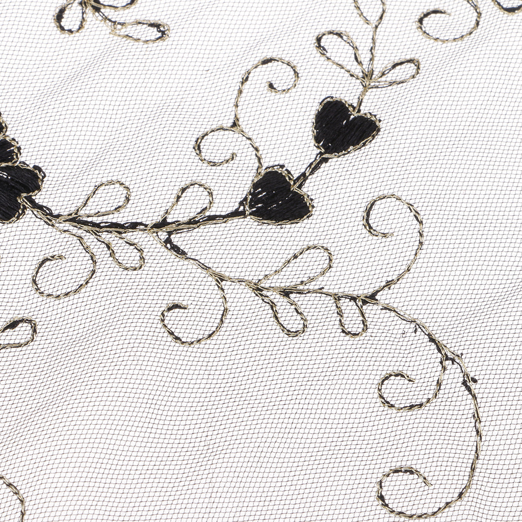 1 Yard Beautiful Floral Embroidered Tulle Lace for Wedding Dress Decor Black