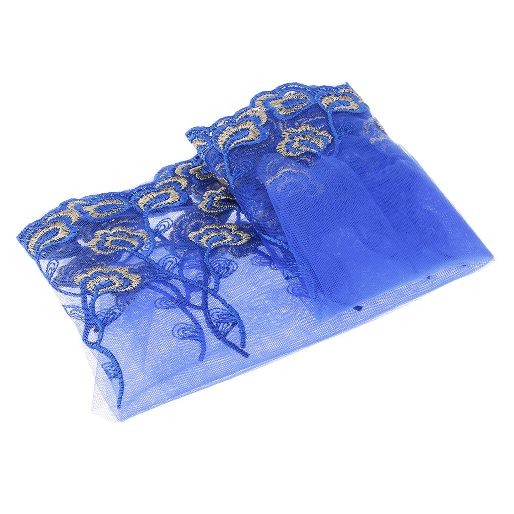 Lace Embroidered Trim Floral Applique Wedding Dress Sewing Craft Blue