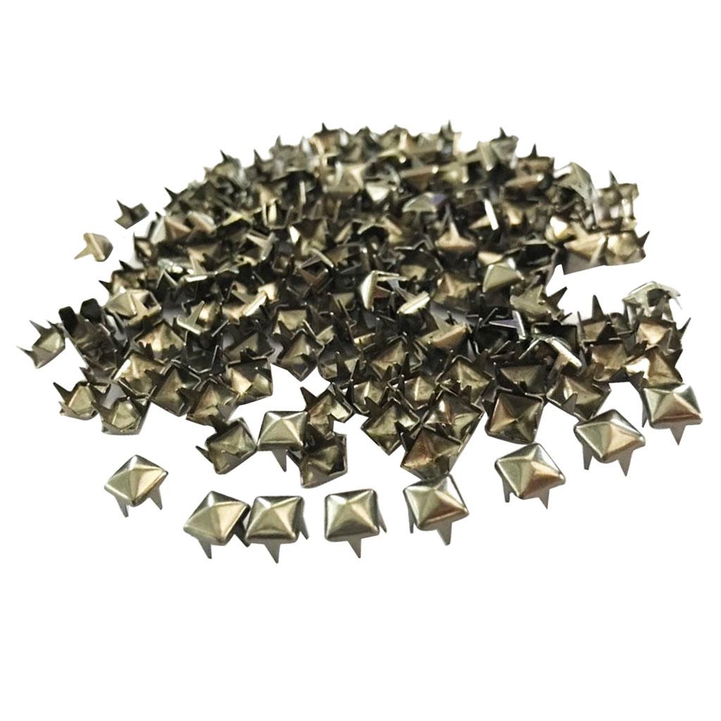 300 Picees Square Punk Nailheads Spikes for Clothing Shoes Decor Gray Black