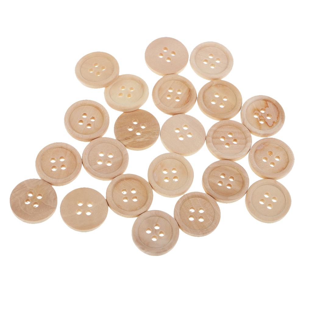 22Pcs/lot Round Wood Buttons 4 Holes for Clothes Sewing Scrapbooking Crafts