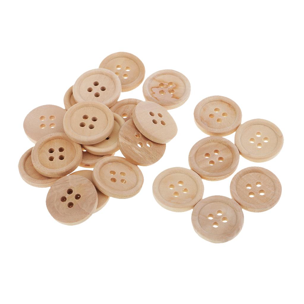 22Pcs/lot Round Wood Buttons 4 Holes for Clothes Sewing Scrapbooking Crafts