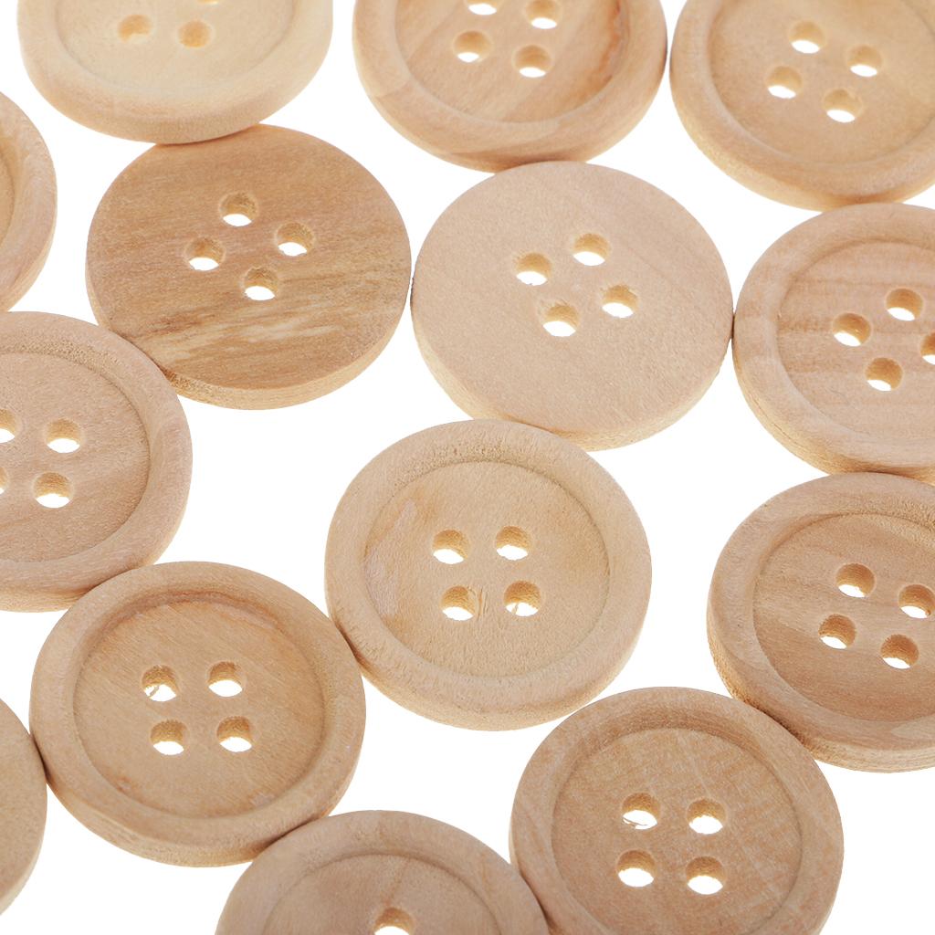 22Pcs/lot Round Wood Buttons 4 Holes for Clothes Sewing Scrapbooking Crafts