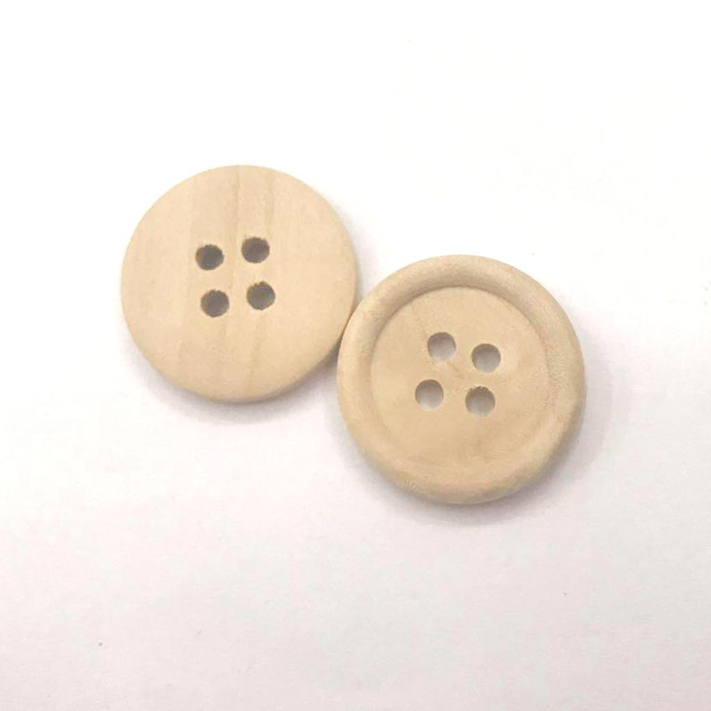 22Pcs/lot Round Wood Buttons 4 Holes for Clothes Sewing Scrapbooking Crafts
