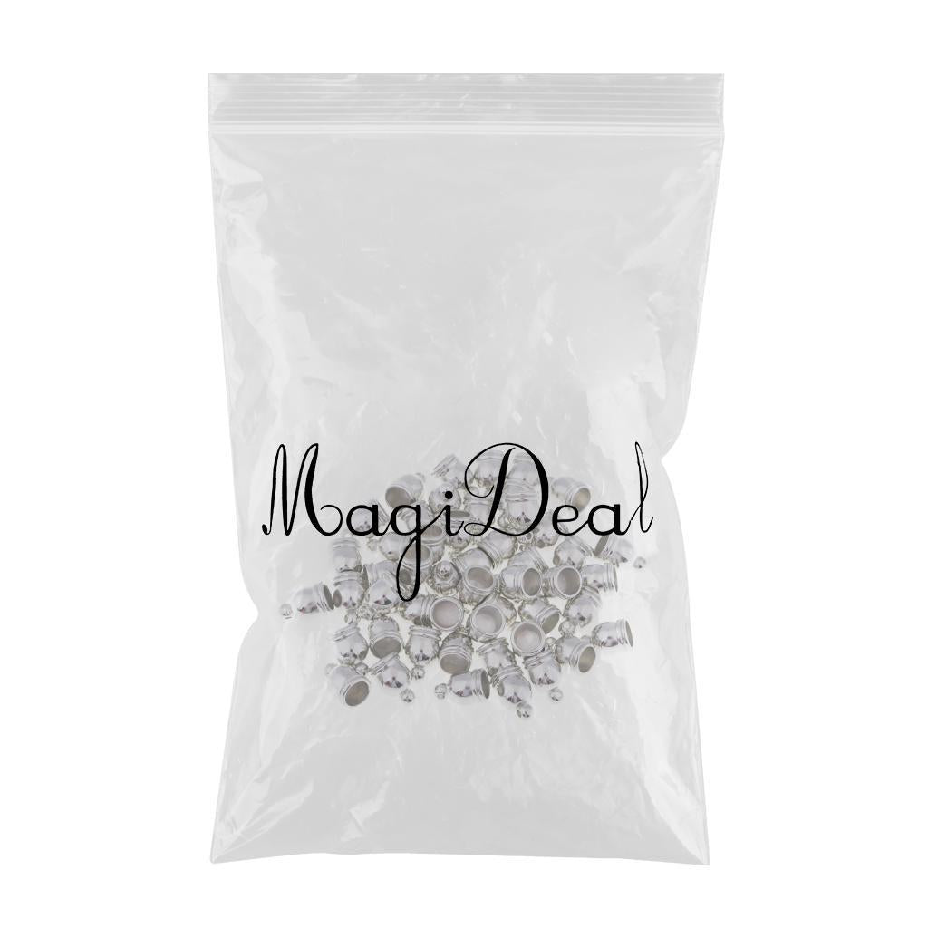 50pcs End Cap Bead Stopper Fit 6mm Leather Cord Jewelry Findings Silver