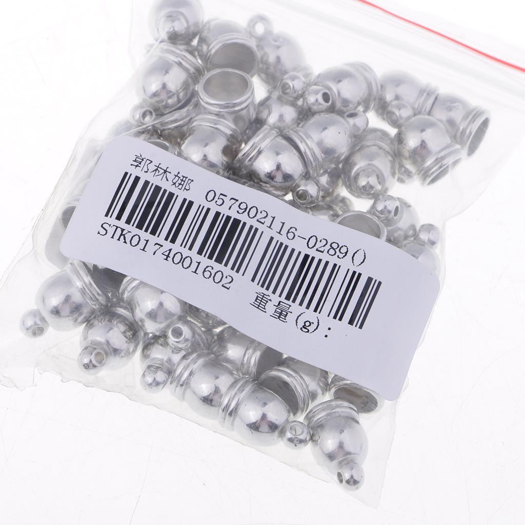 50pcs End Cap Bead Stopper Fit 6mm Leather Cord Jewelry Findings Silver
