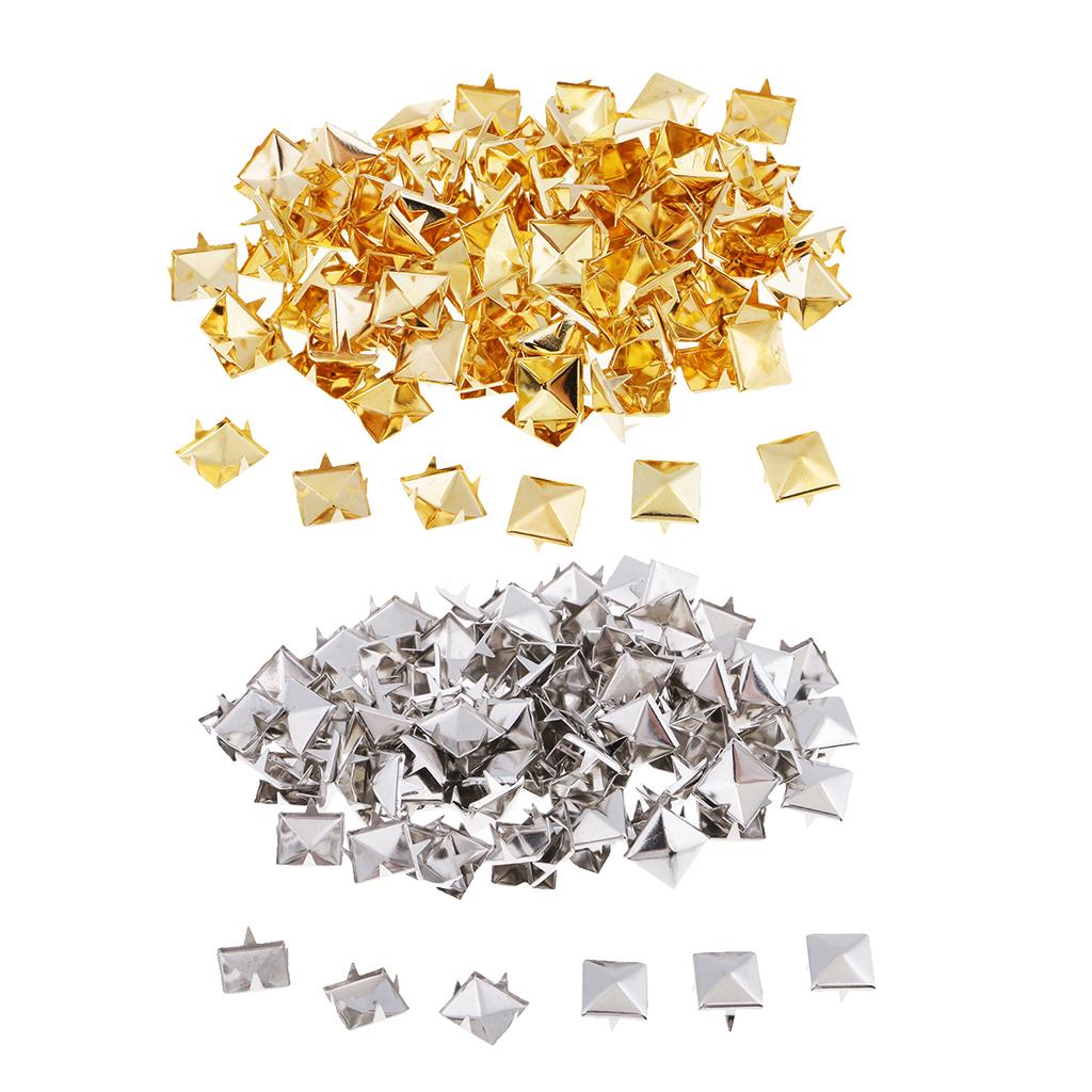 100 Pcs Suqare Pyramid Studs Nailheads for DIY Leather Accessories Silver
