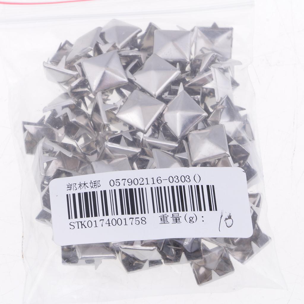 100 Pcs Suqare Pyramid Studs Nailheads for DIY Leather Accessories Silver