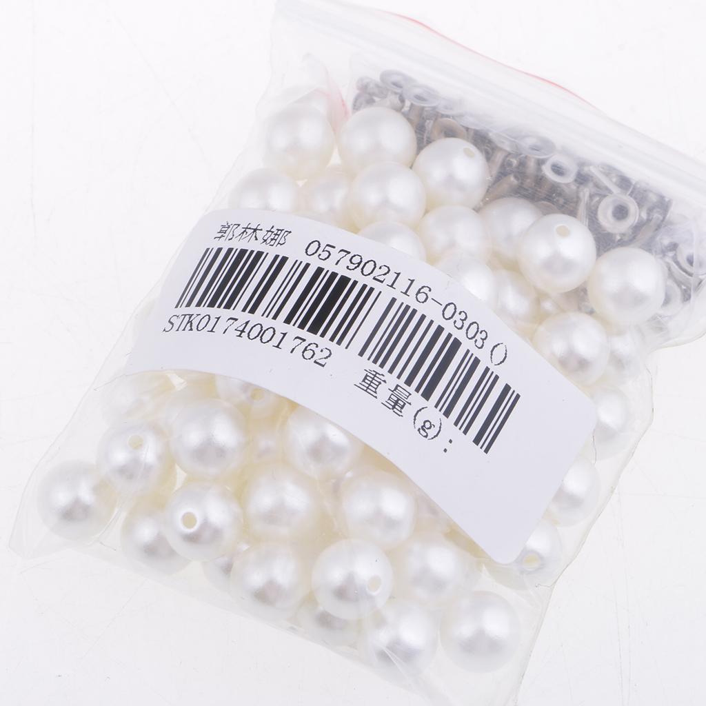 Pearls Rivets Studs for DIY Leather Bag Shoes Clothes Decor 8mm 80 Sets