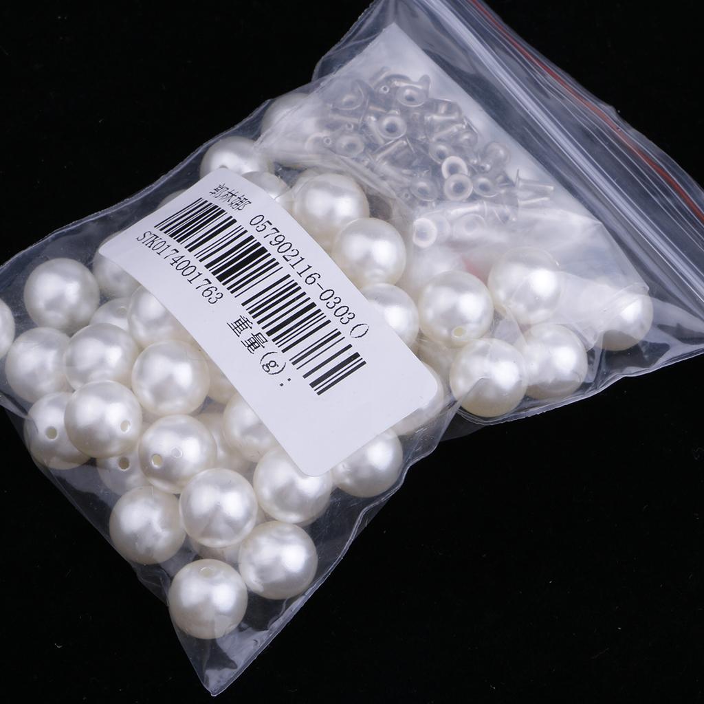 Pearls Rivets Studs for DIY Leather Bag Shoes Clothes Decor 10mm 60 Sets