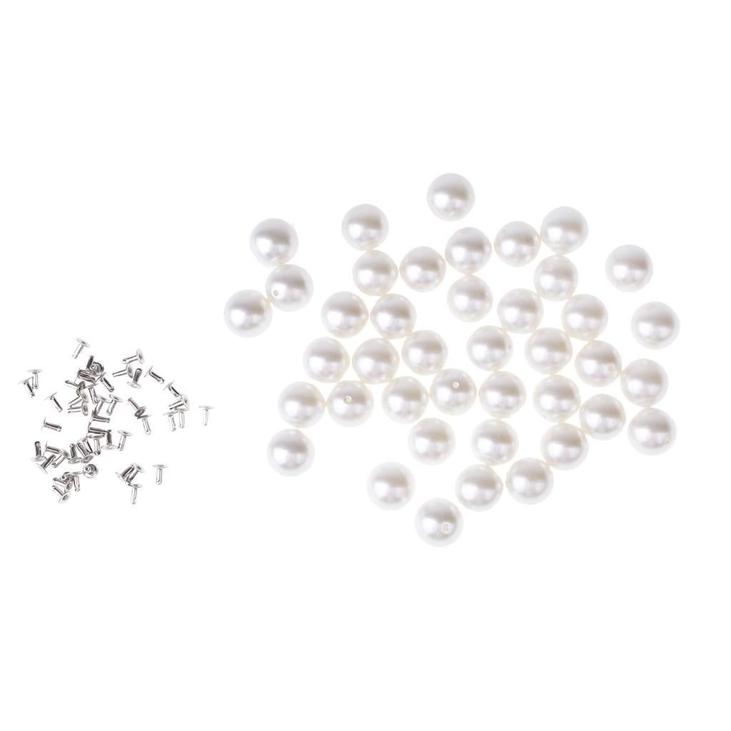 Pearls Rivets Studs for DIY Leather Bag Shoes Clothes Decor 12mm 40 Sets