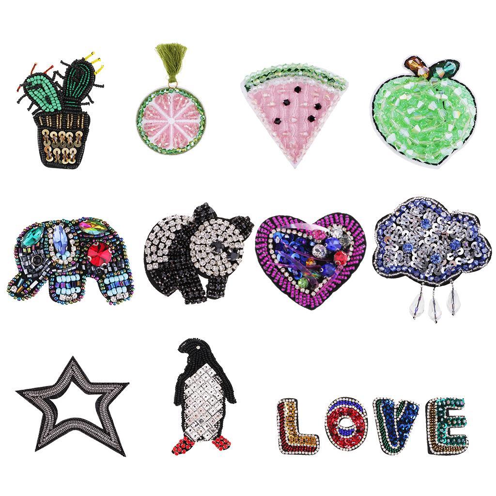Sew On Love Heart Glass Sequins Patch Decorative Applique for Clothes Bags