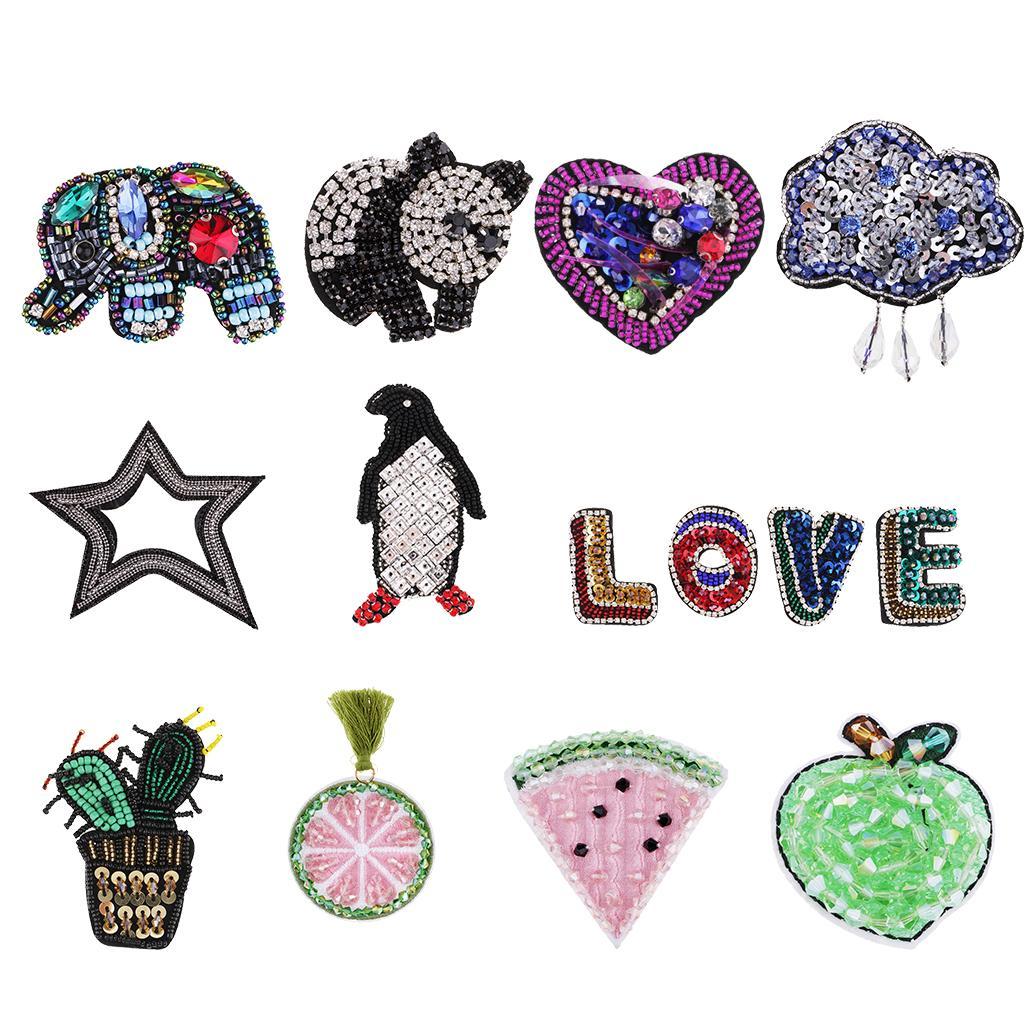 Sew On Love Heart Glass Sequins Patch Decorative Applique for Clothes Bags