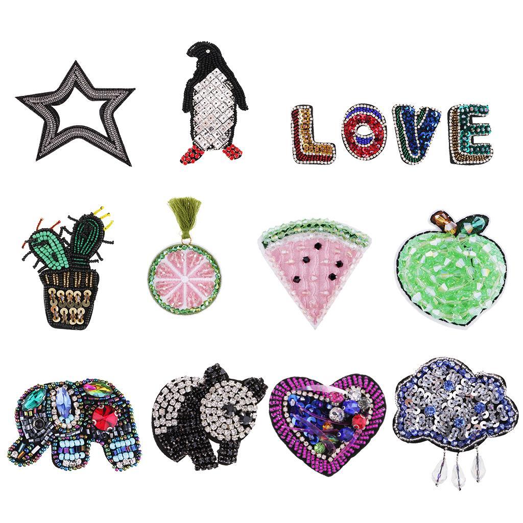 Sew On Love Heart Glass Sequins Patch Decorative Applique for Clothes Bags