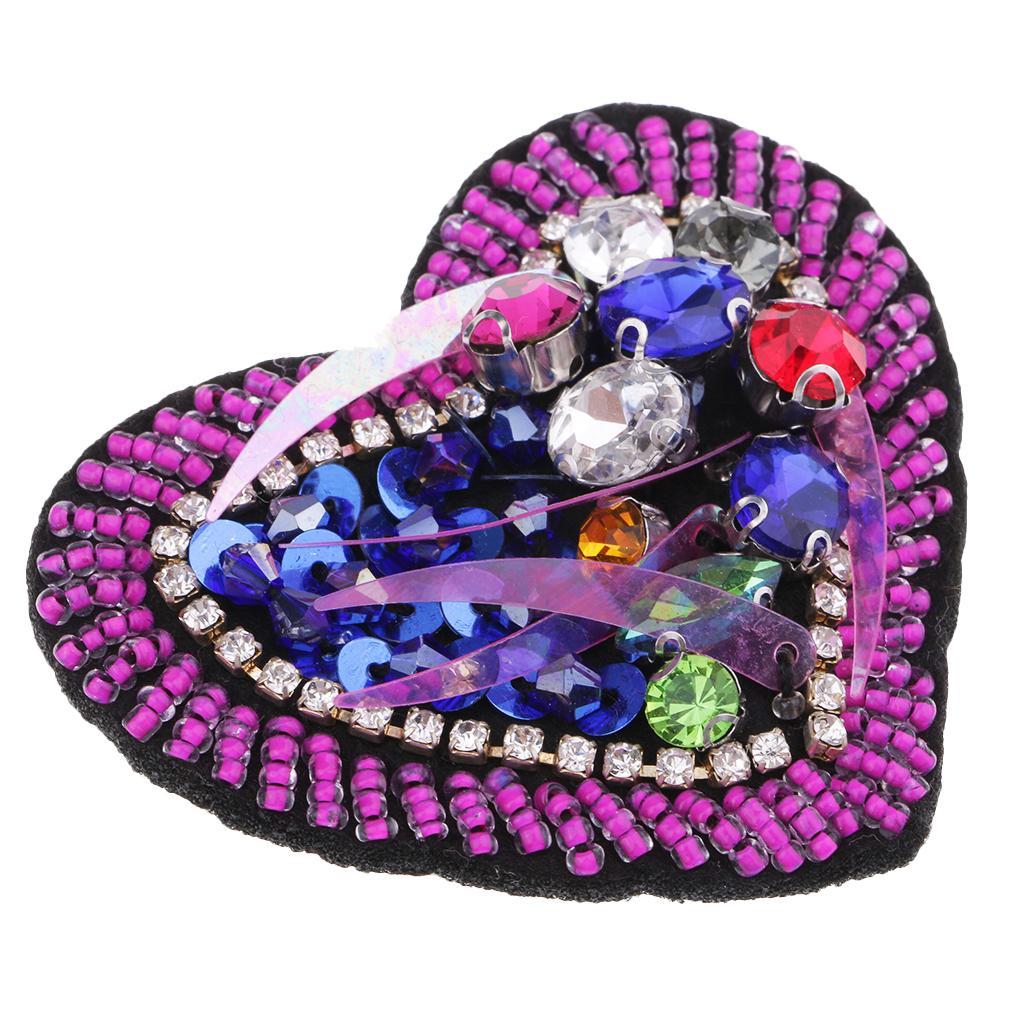 Sew On Love Heart Glass Sequins Patch Decorative Applique for Clothes Bags