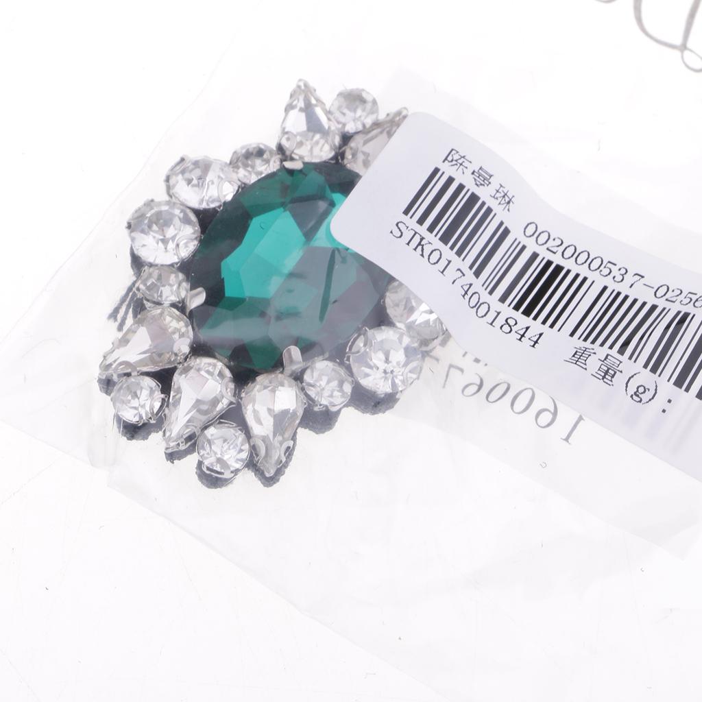 Eye Shape Beads Rhinestone Applique Sew on Patch Clothes Accessories Green