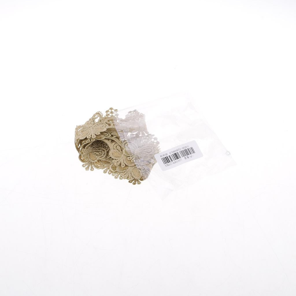1 Yard Embroidered Butterfly Lace Trim Ribbon Bridal Applique Sewing Gold