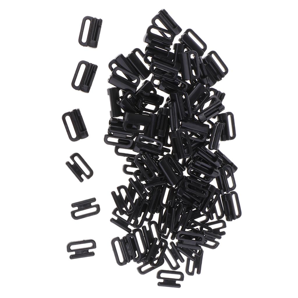 50x Plastic Bra Adjustment Buckles Hook & Clasp Sew on Fasteners Black 12mm