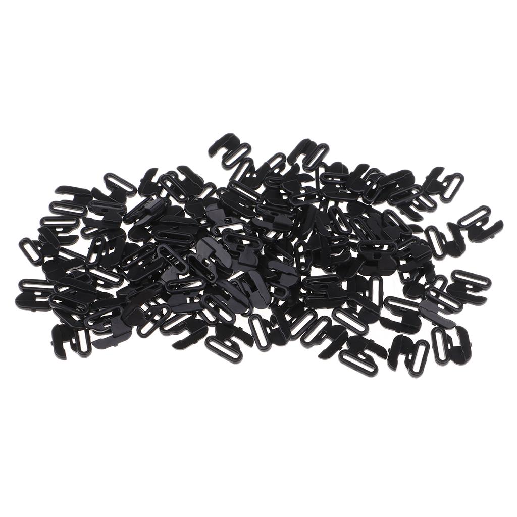 50 Sets Plastic Bra Strap Adjuster Slider Hook Lingerie Buckle Clips Black