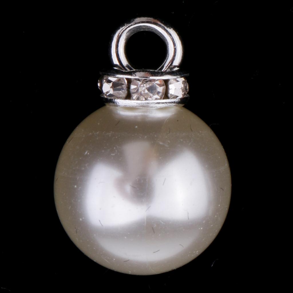 10pcs Crystal Pearl Rhinestone Pendants Charms for DIY Jewelry Making 12mm
