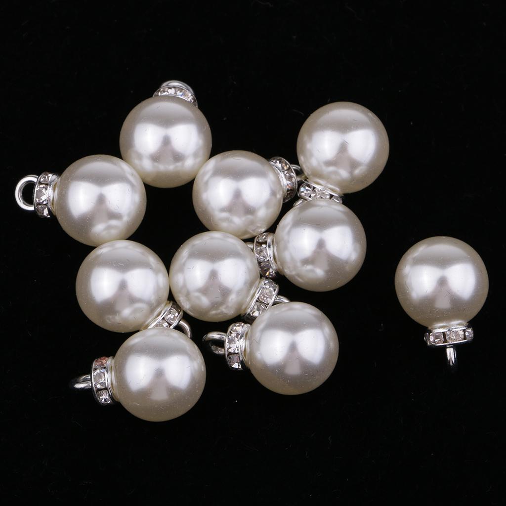10pcs Crystal Pearl Rhinestone Pendants Charms for DIY Jewelry Making 12mm