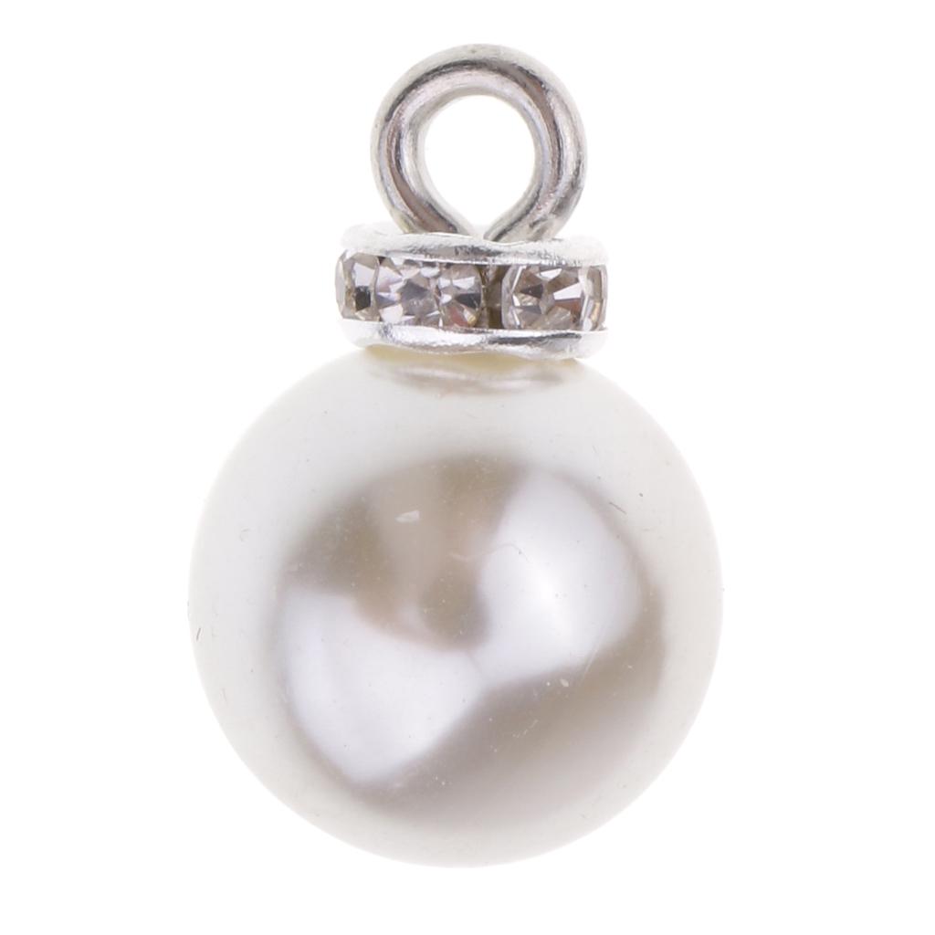 10pcs Crystal Pearl Rhinestone Pendants Charms for DIY Jewelry Making 12mm