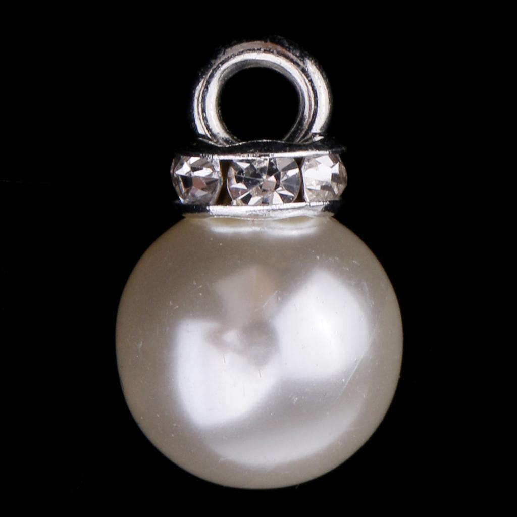 10pcs Crystal Pearl Rhinestone Pendants Charms for DIY Jewelry Making 10mm