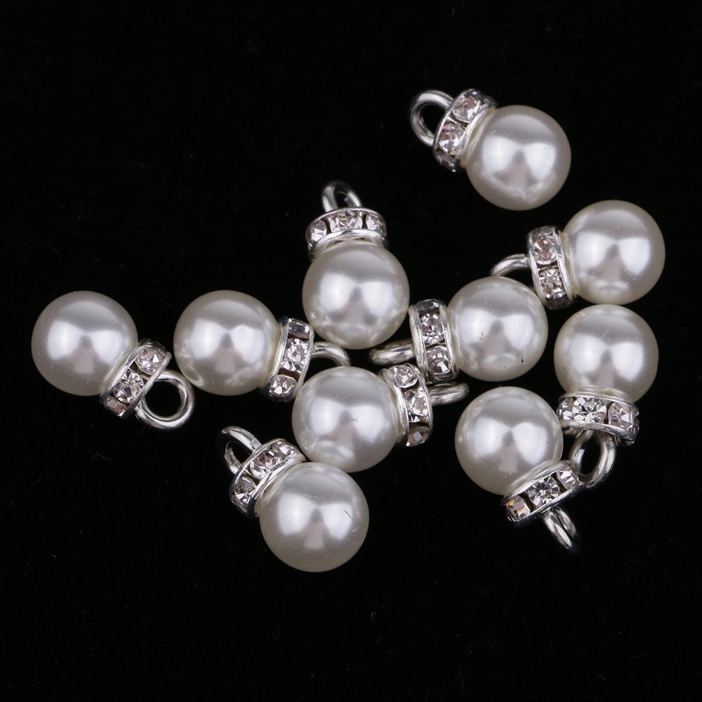 10pcs Crystal Pearl Rhinestone Pendants Charms for DIY Jewelry Making 8mm