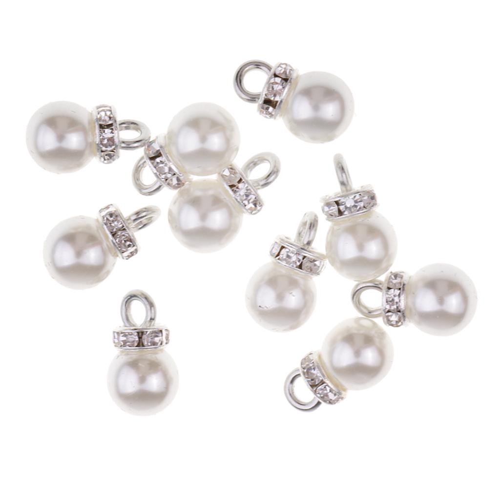 10pcs Crystal Pearl Rhinestone Pendants Charms for DIY Jewelry Making 8mm