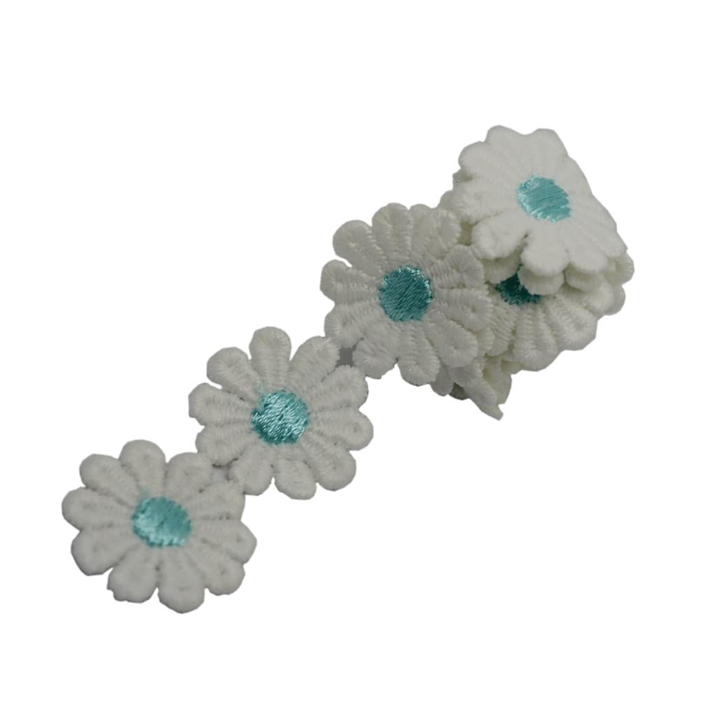 1 Yard Polyester Flower Embroidered Applique Lace Trim Sewing Craft Blue