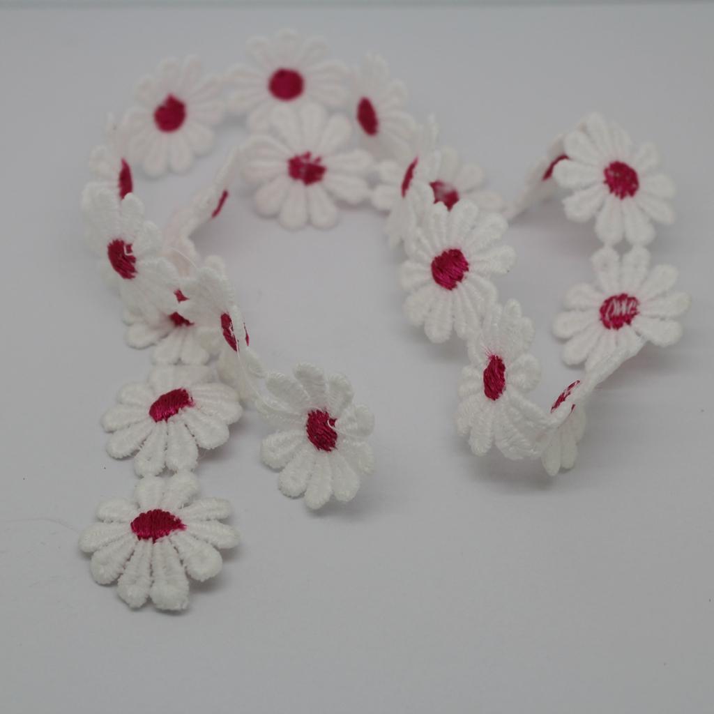 1 Yard Polyester Flower Embroidered Applique Lace Trim Sewing Craft Rose Red