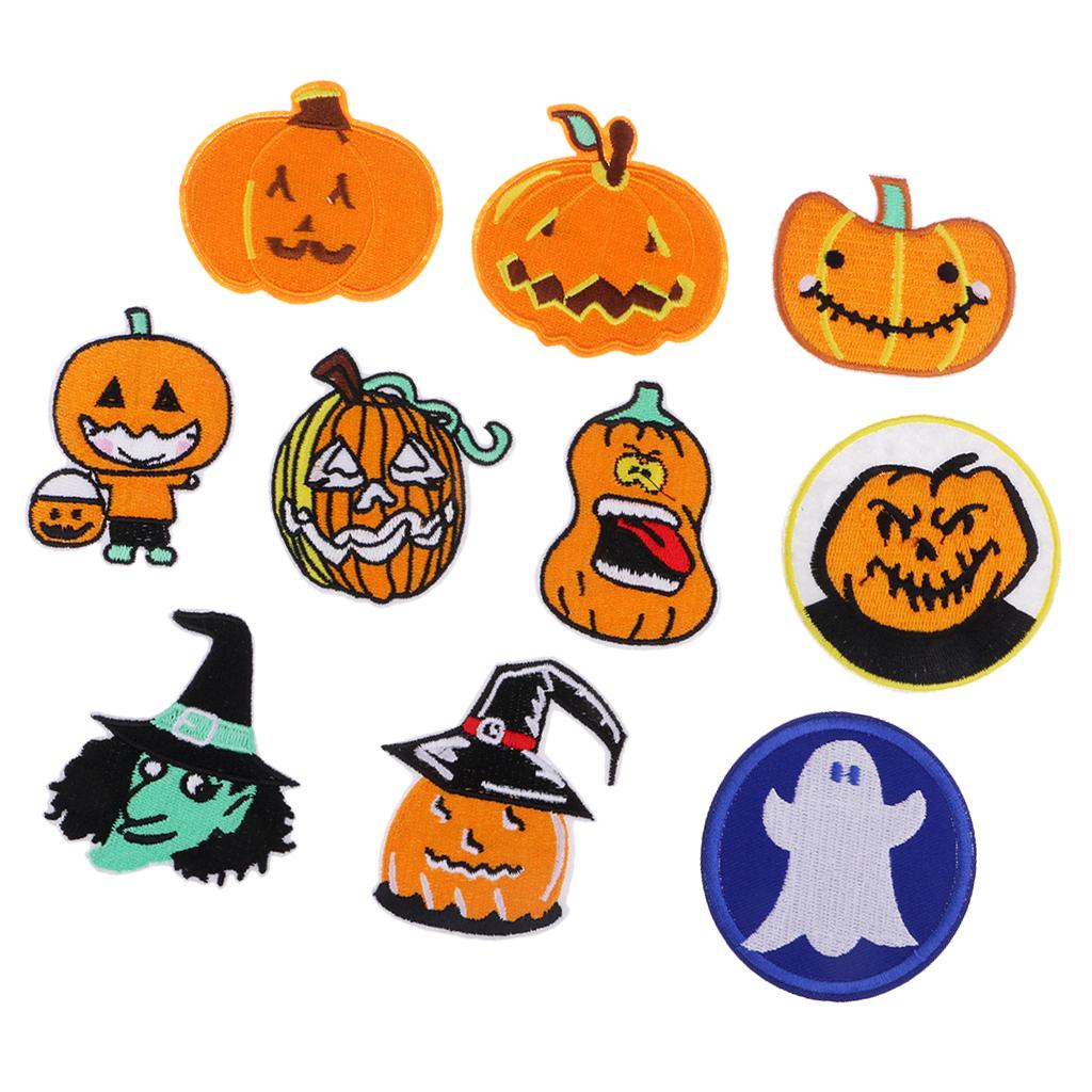 10pcs Cute Halloween Appliques Embroidery Sew Iron on Patches DIY Decor