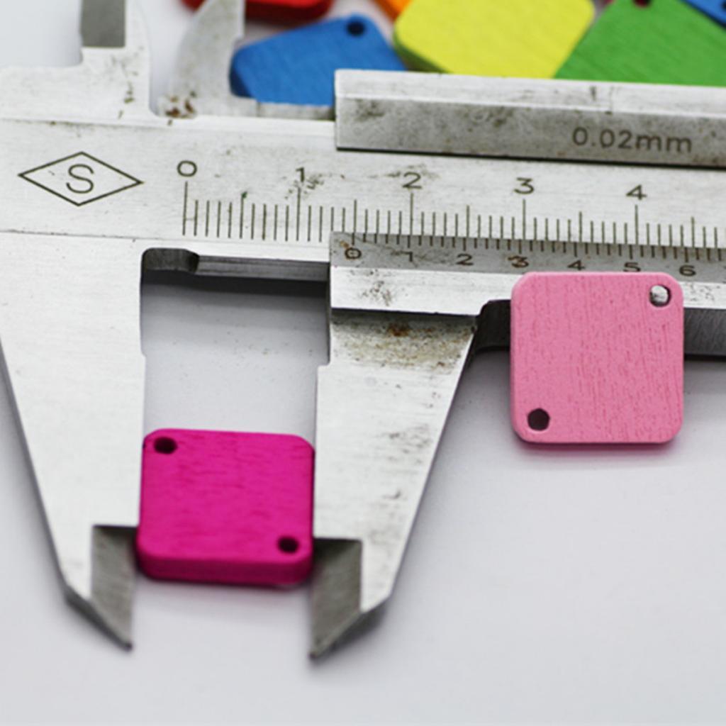 100pcs Mixed Color Square Wood Buttons 2 Hole for Sewing Scrapbooking Crafts