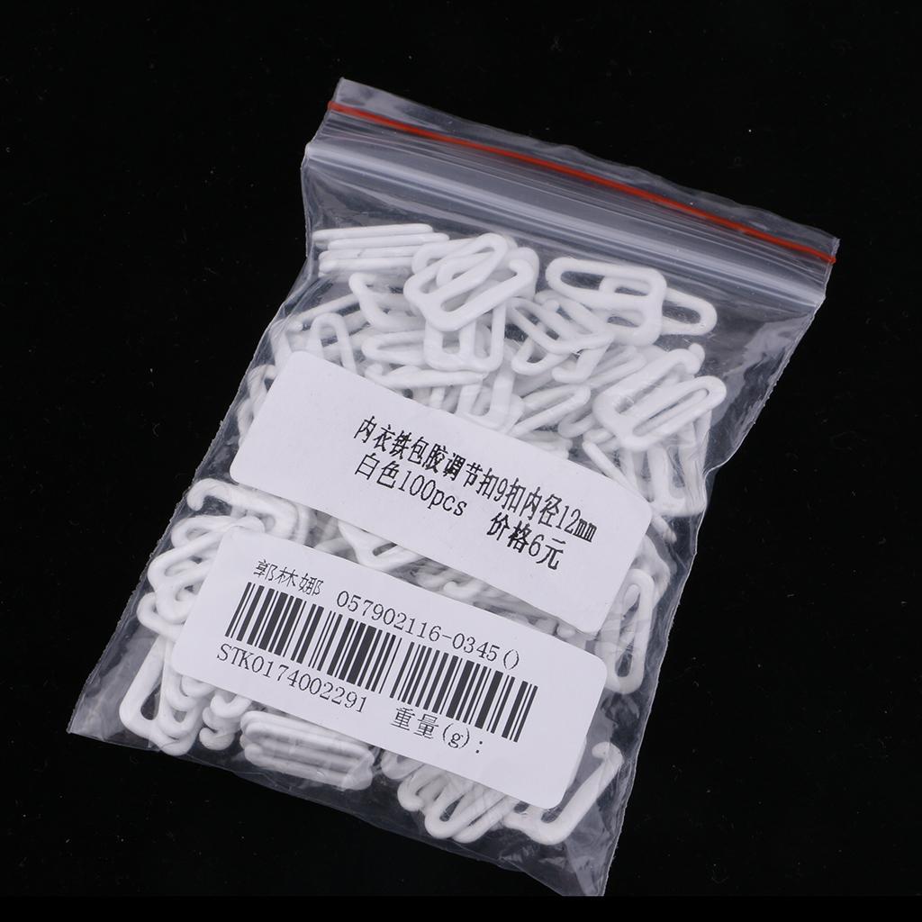100Pcs Metal Bra Strap Adjuster Slider Hook 9 Lingerie Sewing Crafts 12mm