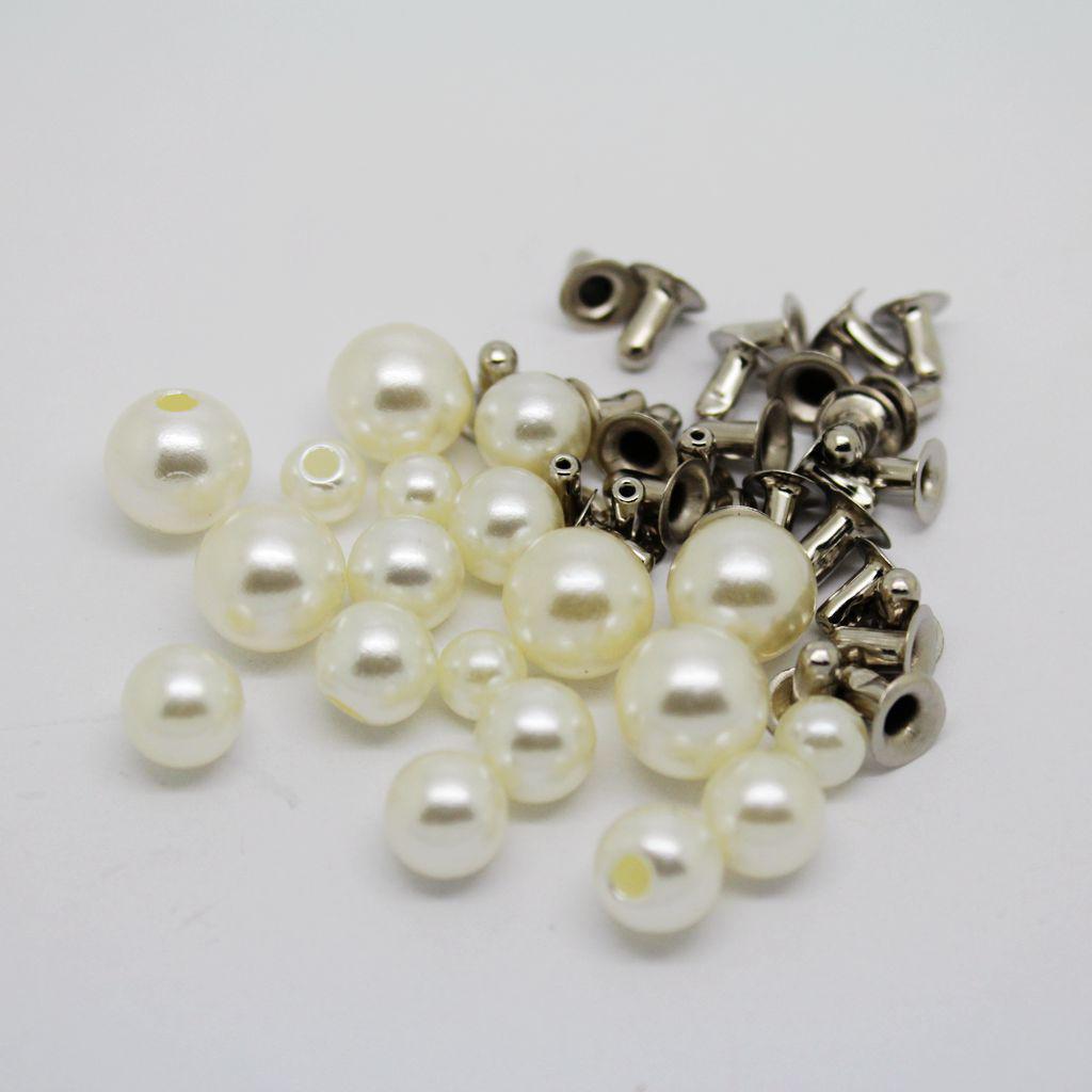 60Pcs/lot Plastic Pearls Rivets Studs Buttons for Sewing Leather Crafts Bag