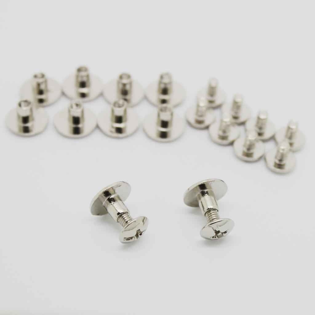 10PCs Metal Silver Chicago Button Screws Nail Rivets for Album Bookbinding Leather Craft Decor