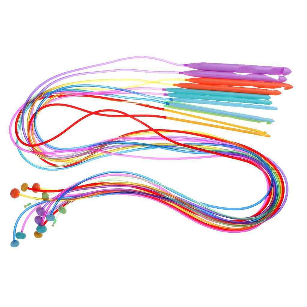 12 Pieces Plastic Flexible Afghan Tunisian Crochet Hooks Weave Needles 3.5-12mm