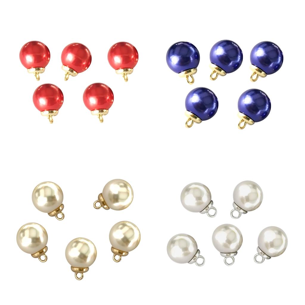 5Pcs 16mm Plastic Pearl Buttons Charms for Sewing Scrapbooking Crafts Grey