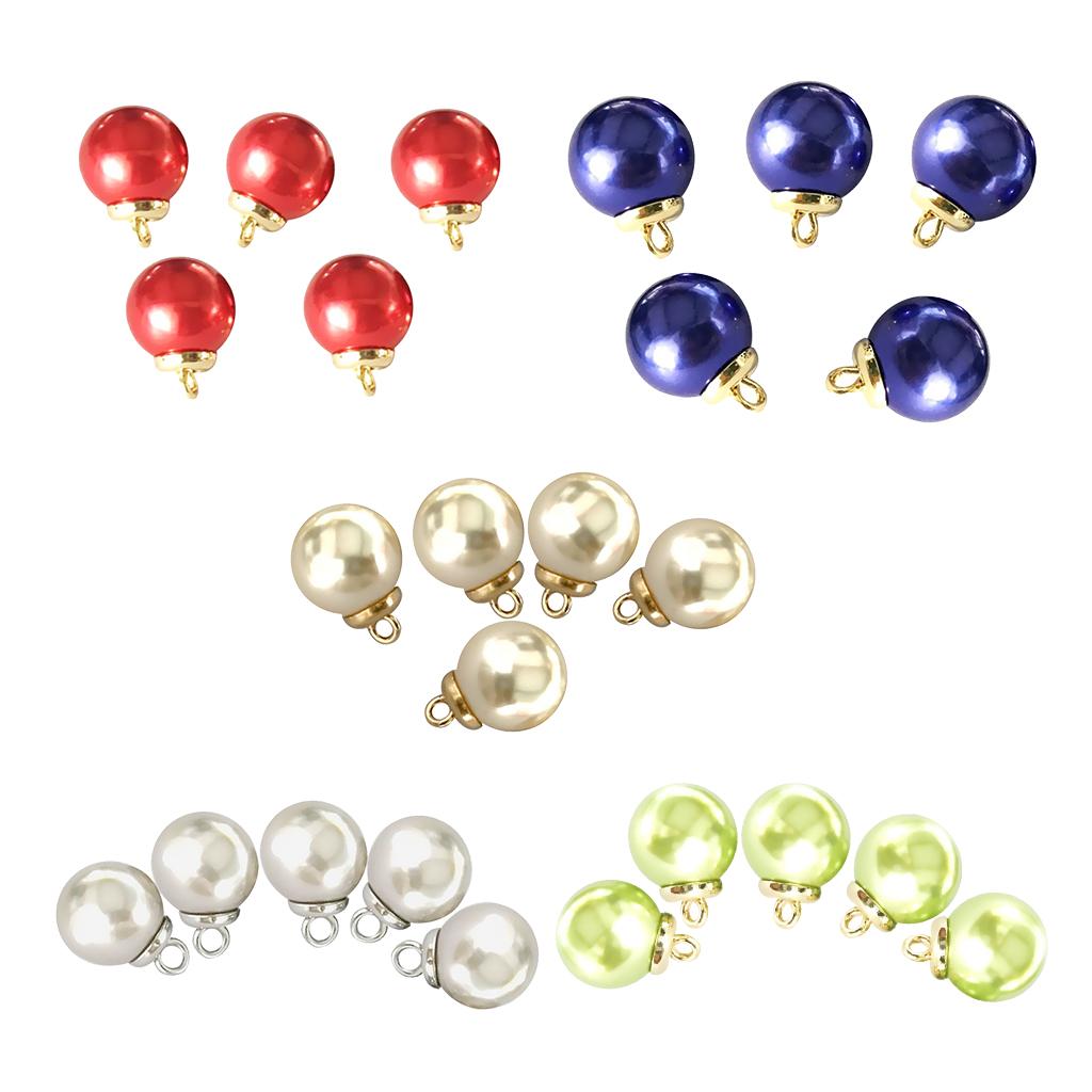 5Pcs 16mm Plastic Pearl Buttons Charms for Sewing Scrapbooking Crafts Grey