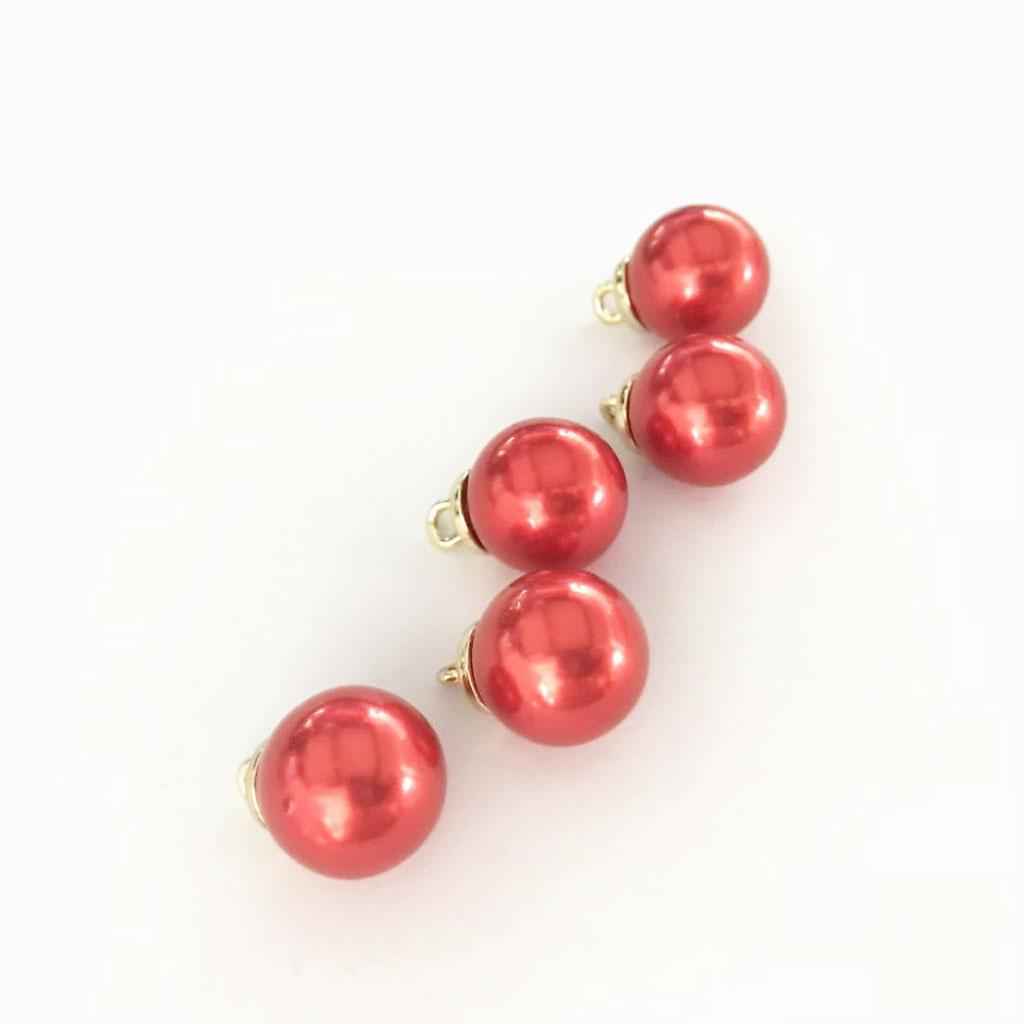 5Pcs 16mm Plastic Pearl Buttons Charms for Sewing Scrapbooking Crafts Red