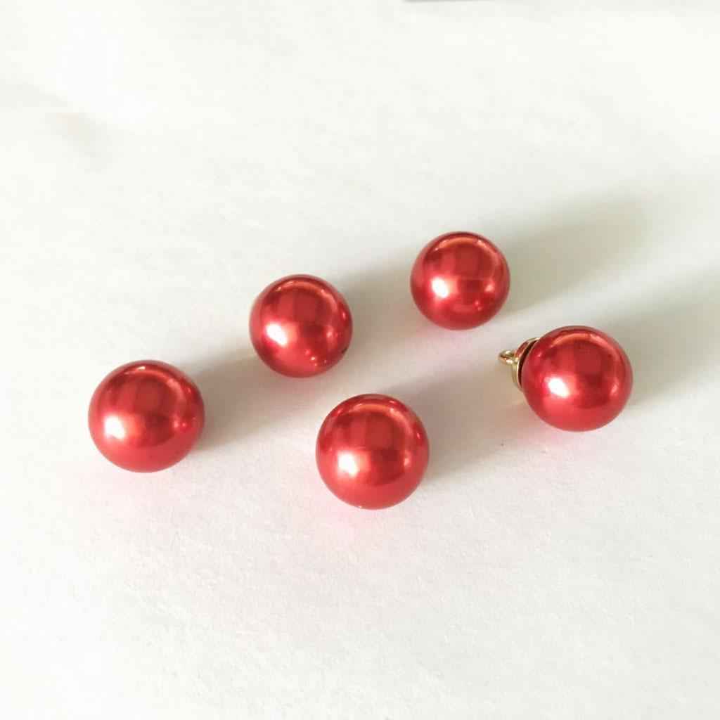 5Pcs 16mm Plastic Pearl Buttons Charms for Sewing Scrapbooking Crafts Red