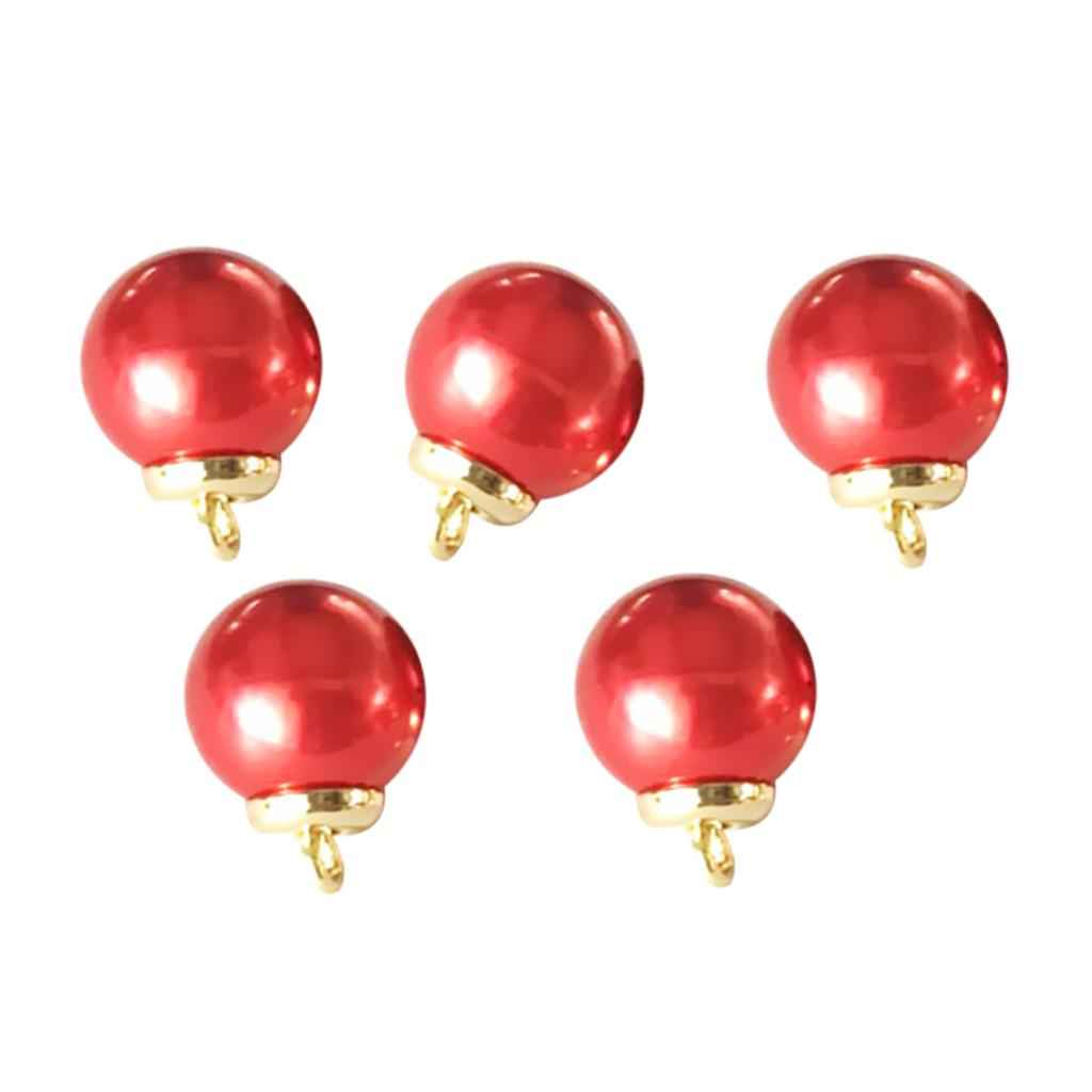 5Pcs 16mm Plastic Pearl Buttons Charms for Sewing Scrapbooking Crafts Red