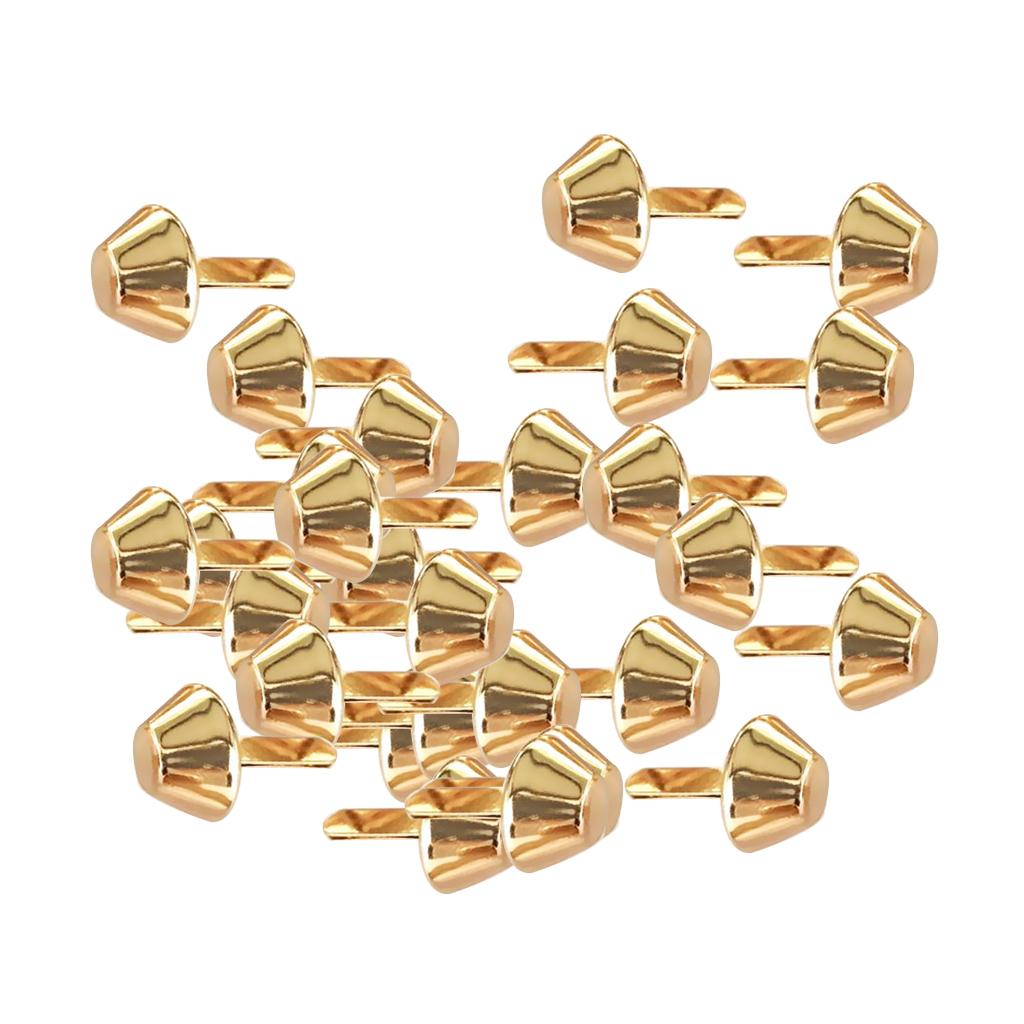 30Pcs Vintage Metal Studs Rivets Nailheads Spots 2 Prong Round Dome Gold